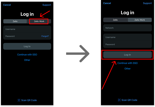 Log in to Zello Work